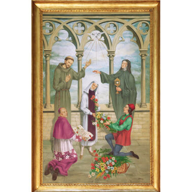 Viterbo. Santuario di Santa Rosa. Un paggio porge a Santa Rosa un mazzo di fiori.