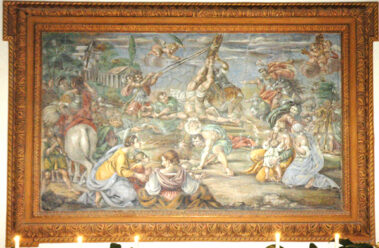 Crocifissione di San Pietro. Parete di fondo del presbiterio.
