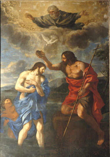 Battesimo di Cristo (1630). Navata, primo altare parete sinistra. quadro del XVII secolo.