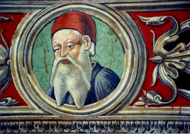 Volto di uomo. Affresco XV sec. Particolare del fregio.